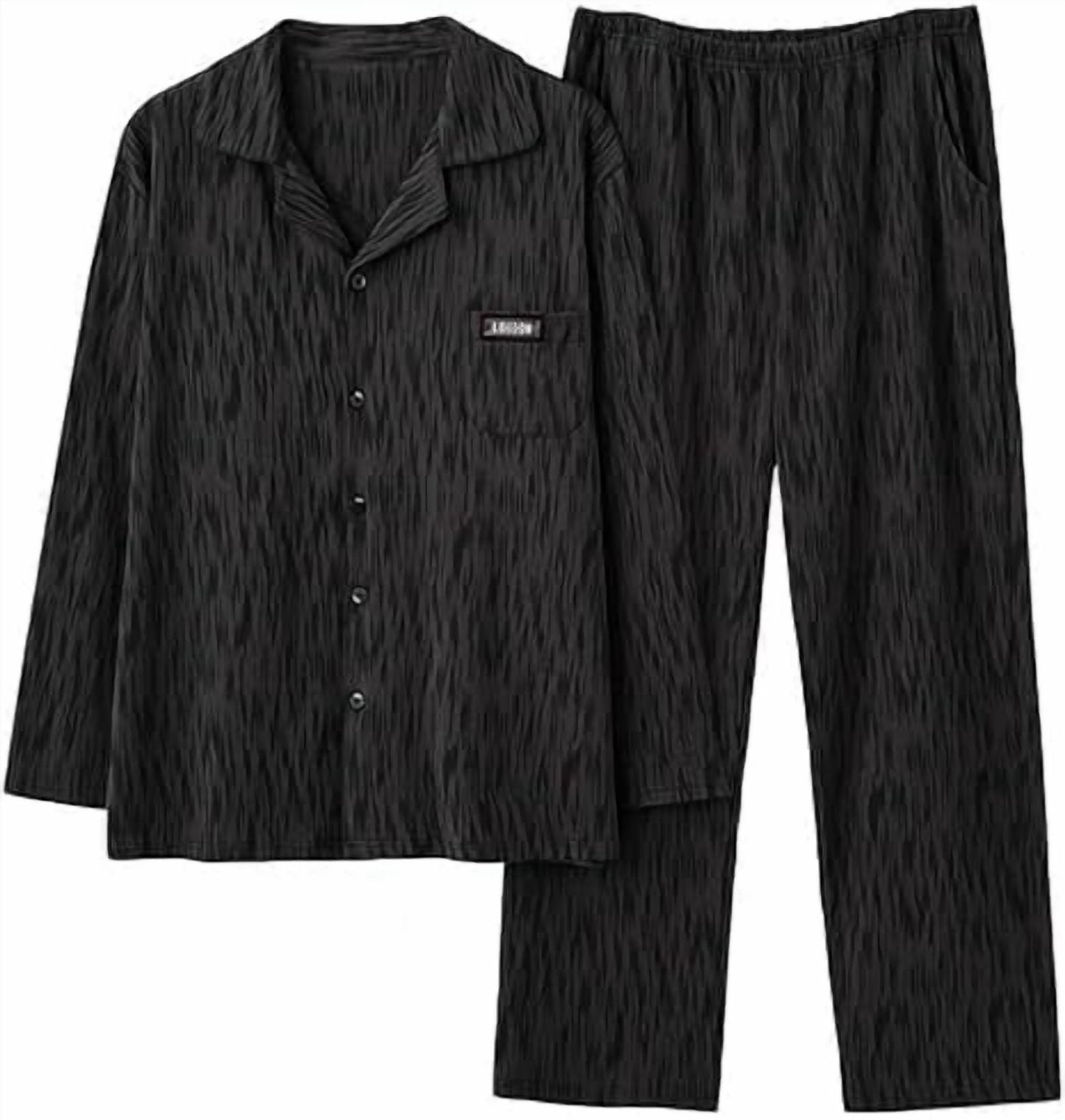 Mecto Women's Pajamas Sets Dark Texture Pattern Black Long Sleeves Shirt with and Pants Two Piece Lady PJ Set