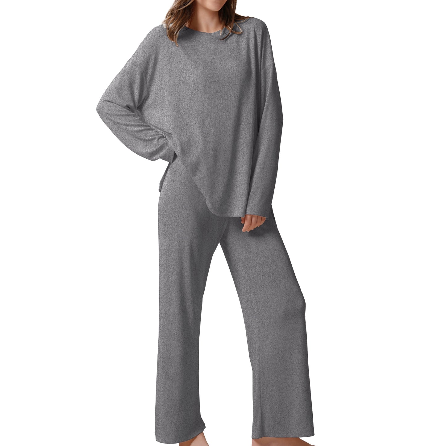 MecTo Women Pajamas Sets Oversize Long Sleeves Top and Long Pants Soft Comfy Two Piece Lounge Sets