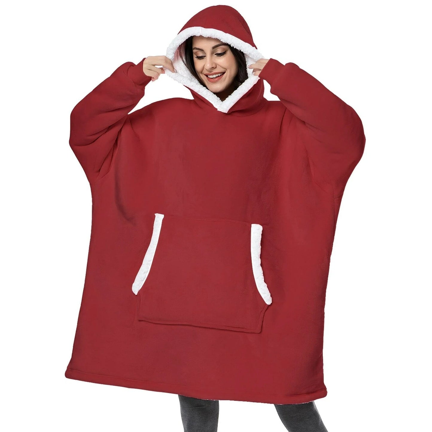 MecTo Christmas Wearable Blanket Hoodie Gift for Mom and Dad, Oversized Sherpa Fleece Blanket Sweatshirt with Sleeves & Pocket