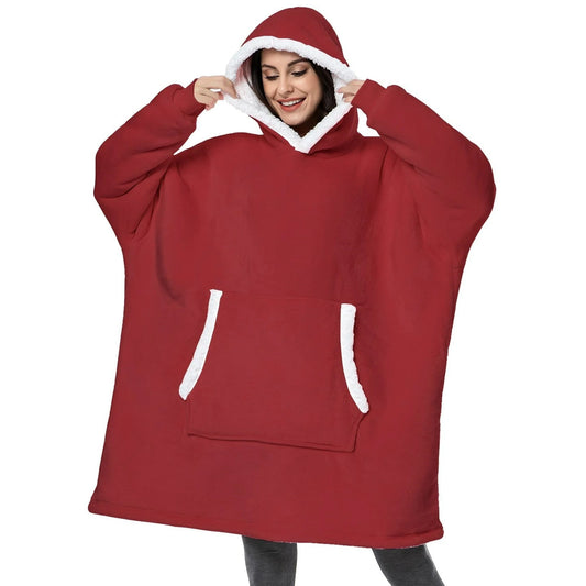 MecTo Christmas Wearable Blanket Hoodie Gift for Mom and Dad, Oversized Sherpa Fleece Blanket Sweatshirt with Sleeves & Pocket