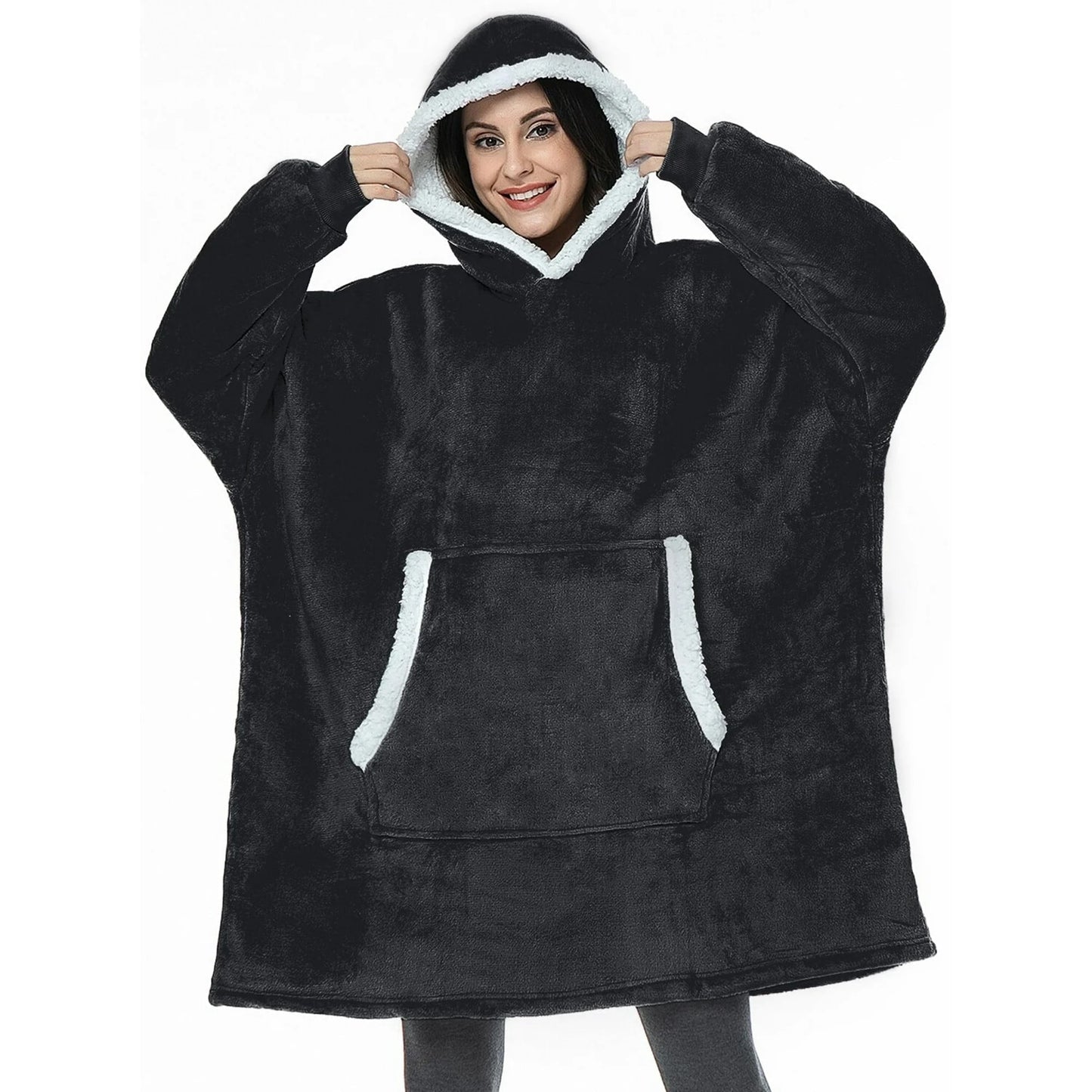 MecTo Christmas Wearable Blanket Hoodie Gift for Mom and Dad, Oversized Sherpa Fleece Blanket Sweatshirt with Sleeves & Pocket