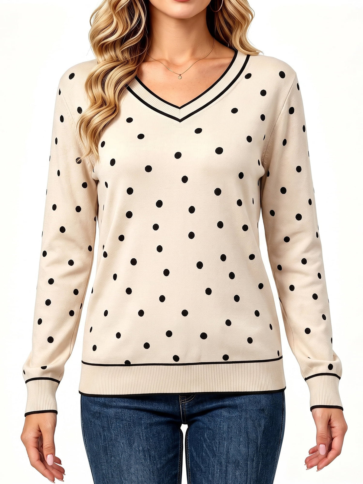 MecTo Sweaters for Women Long Sleeve Casual Solid V Neck Knit Fall Lightweight Sweaters (Women's)