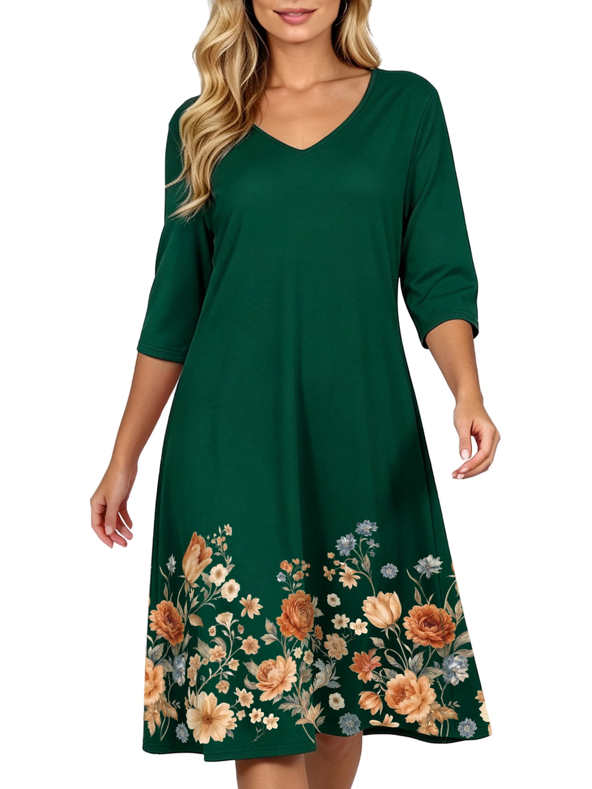 MecTo Christmas Sleepwear Cotton Vintage Floral Print with Pocket, Nightgown (Women's)