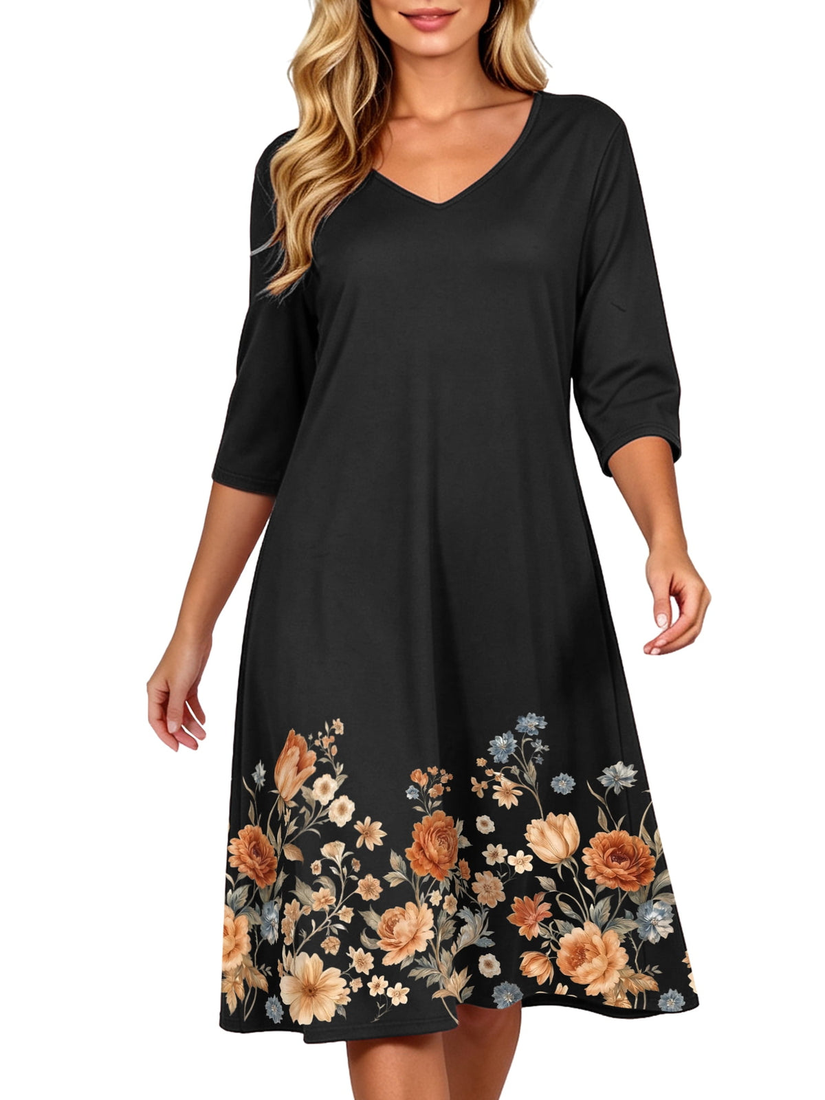 MecTo Christmas Sleepwear Cotton Vintage Floral Print with Pocket, Nightgown (Women's)