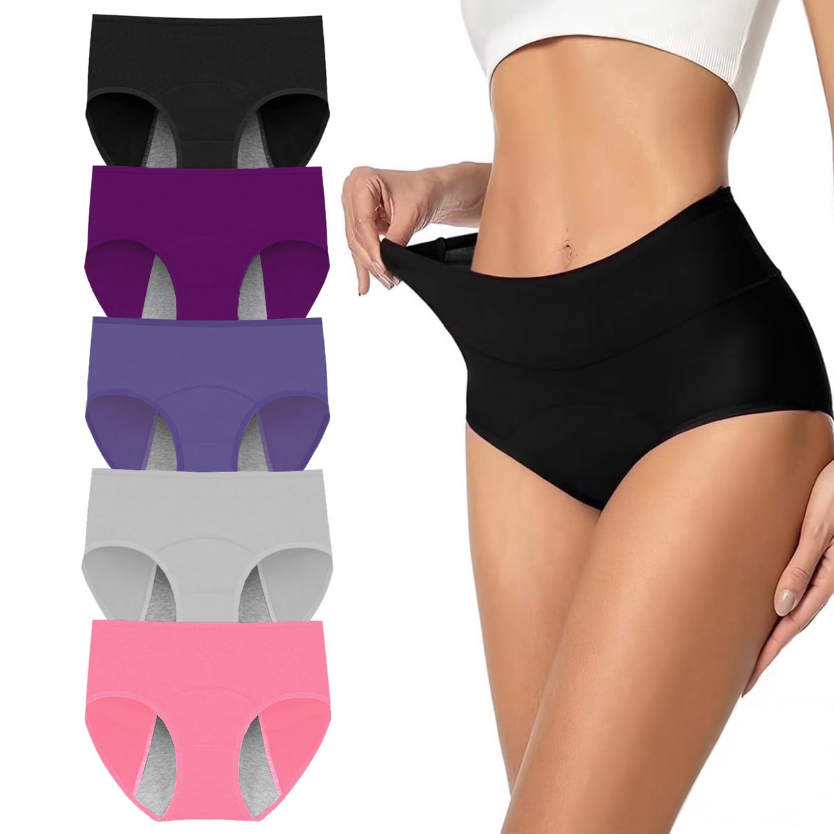 Sunm Boutique Backup Period Underwear Light Absorbency Leakproof Underwear / Period Protection Underwear - Wear with Pads or Tampons for Extra Security