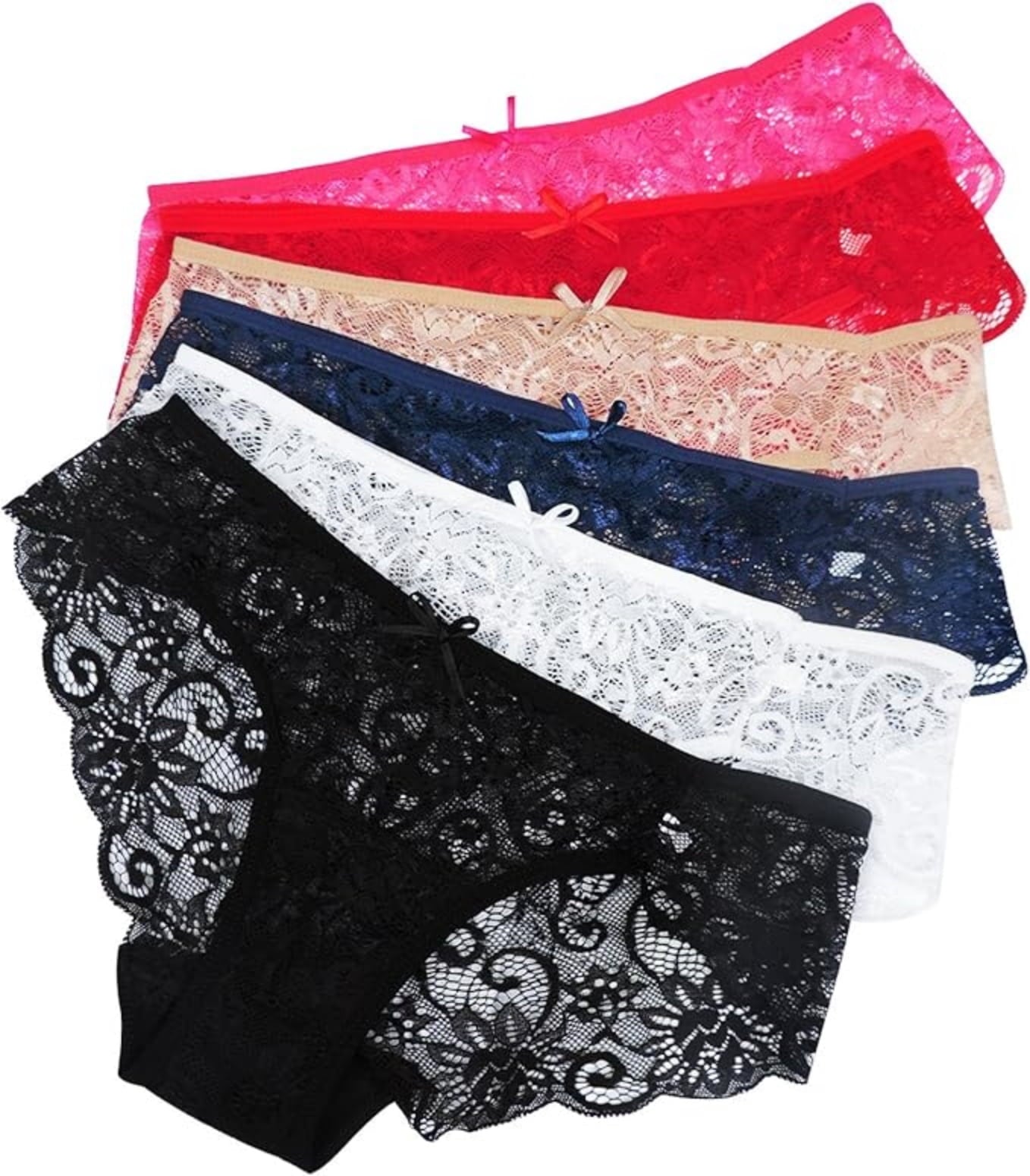 Sunm Boutique Lace Panties Cotton Underwear for Women Plus Size Cheeky Panties for Women Hipster 6 pack