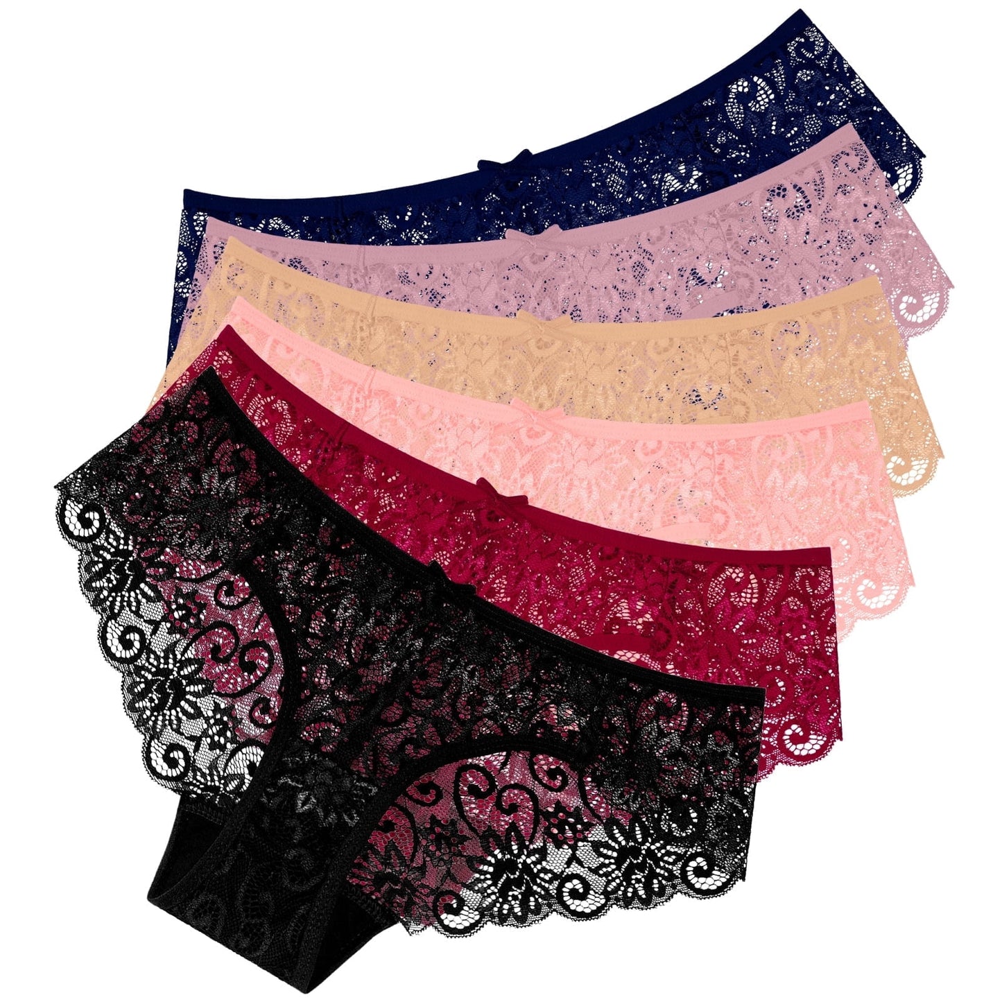 Sunm Boutique Lace Panties Cotton Underwear for Women Plus Size Cheeky Panties for Women Hipster 6 pack