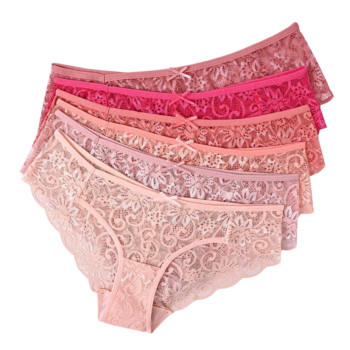 Sunm Boutique Lace Panties Seamless Underwear for Women Plus Size Cheeky Panties for Women Hipster 6 Pack