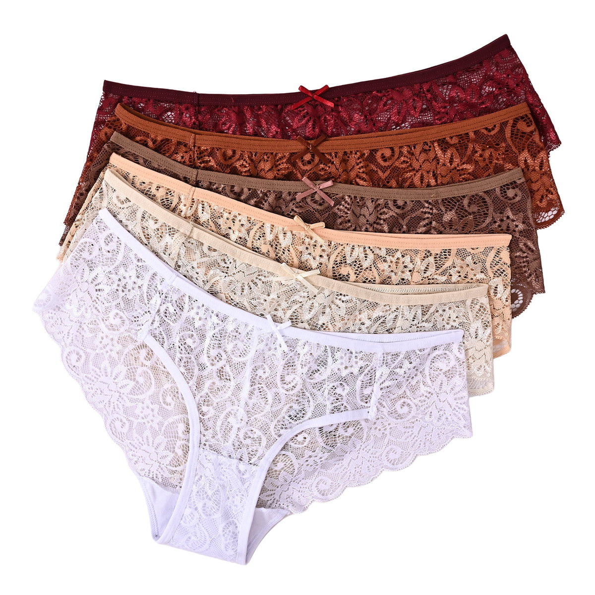 Sunm Boutique Lace Panties Seamless Underwear for Women Plus Size Cheeky Panties for Women Hipster 6 Pack