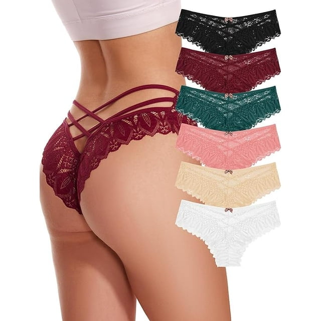 Sunm Boutique Lace Underwear for Women Sexy Seamless Cheeky Underwear for Women Smooth Bikini Panties Stretch Women Underwear 6 Pack