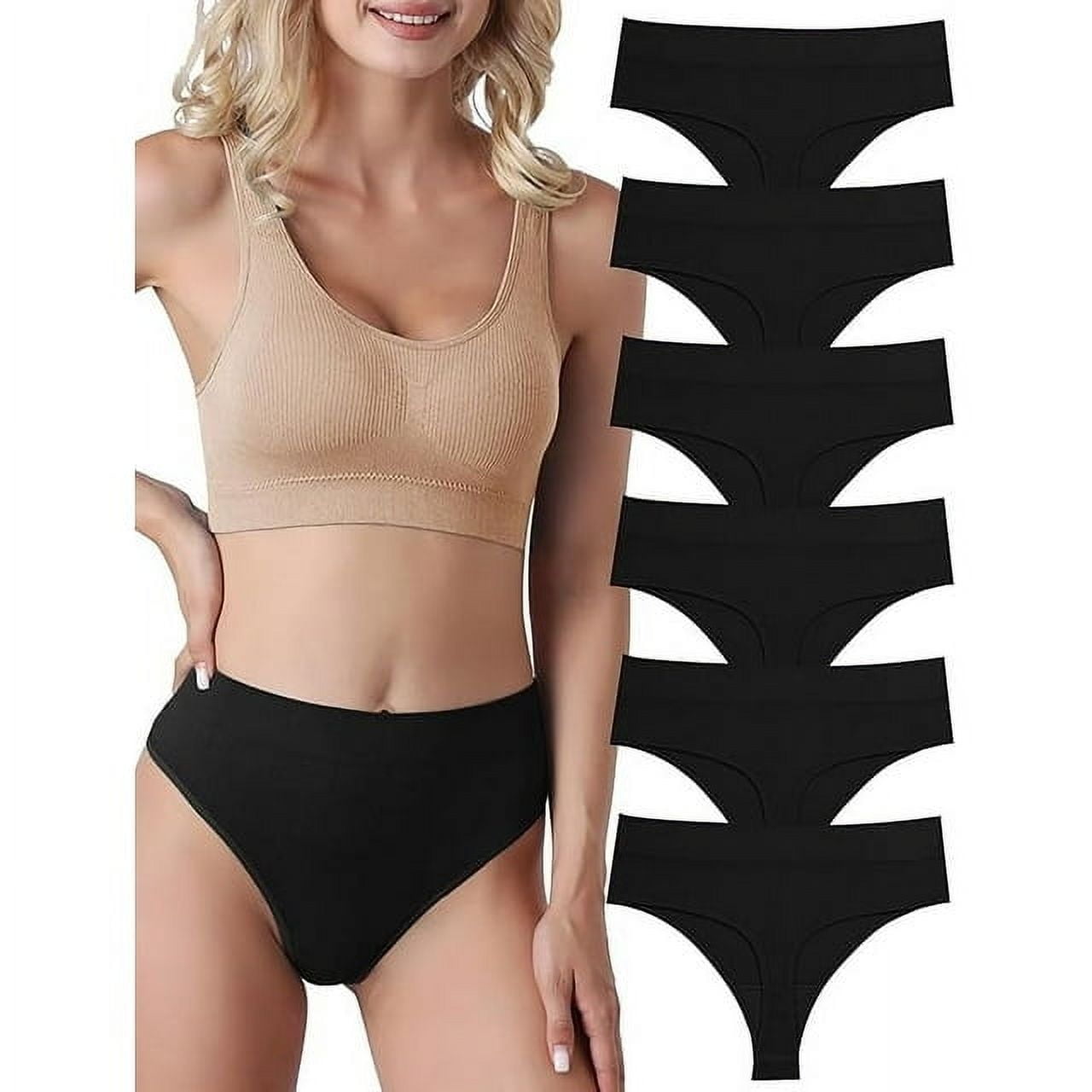 Sunm Boutique High-Waist Seamless Thongs (6-Pack) – Tummy Control & No-Show Comfort