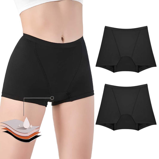 Sunm Boutique Women's Comfort Period Underwear Boxer Period Boyshorts Heavy Flow Leakproof Underwear Pack of 2