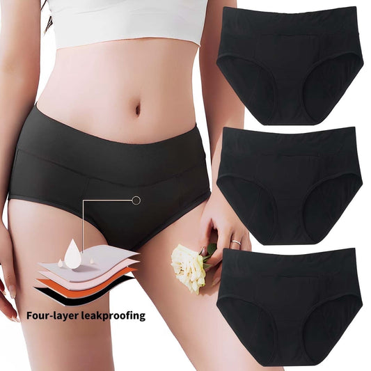 Sunm Boutique Period Underwear for Women, Heavy Flow Quick Absorbing Leak-Proof Mid-Rise Bamboo Viscose Panties, 3-Pack 50ml Absorbency