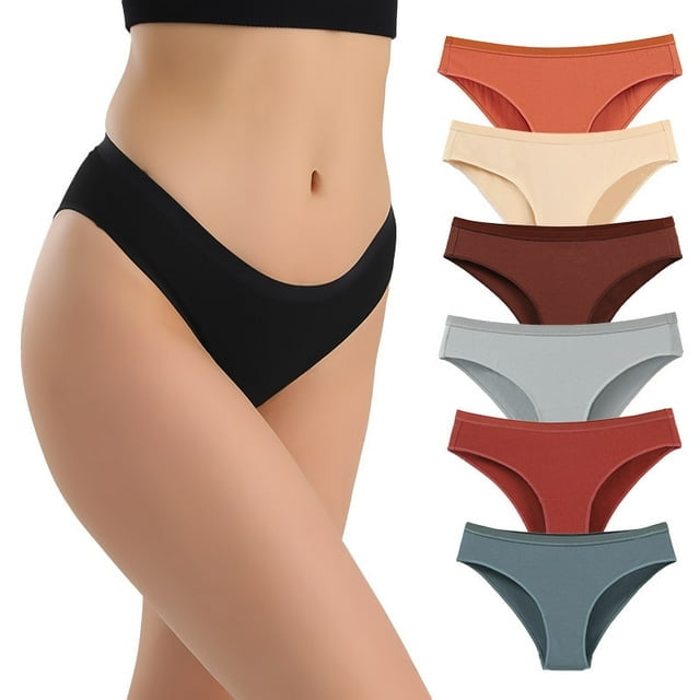 Sunm Boutique Women's Underwear Cotton Hipster Panties Low Rise Briefs Soft Strench Breathable Ladies Bikini Underwear 6 Pack