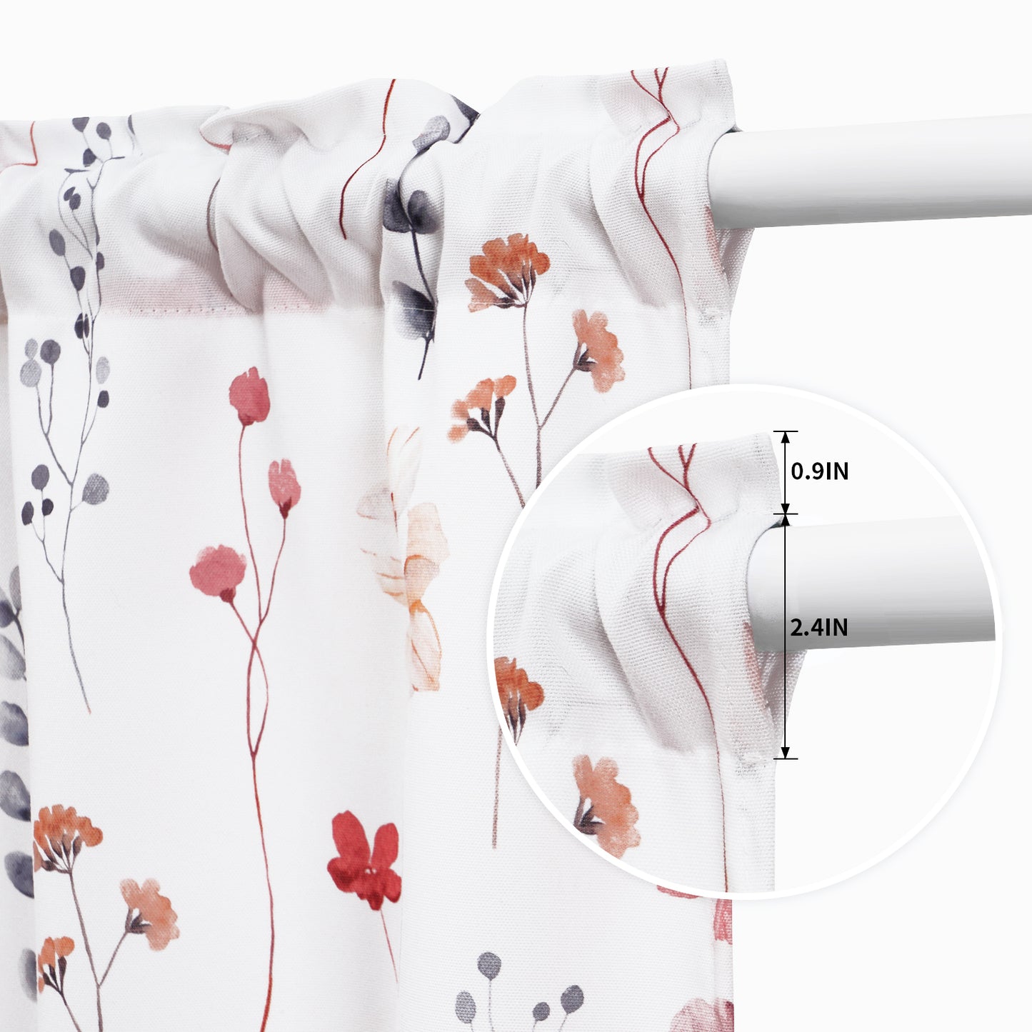 Alishomtll Floral Valance Curtains Kitchen Pink Wildflower Flower Leaf Windows Drapes,52 x 18 inch,Rod Pocket