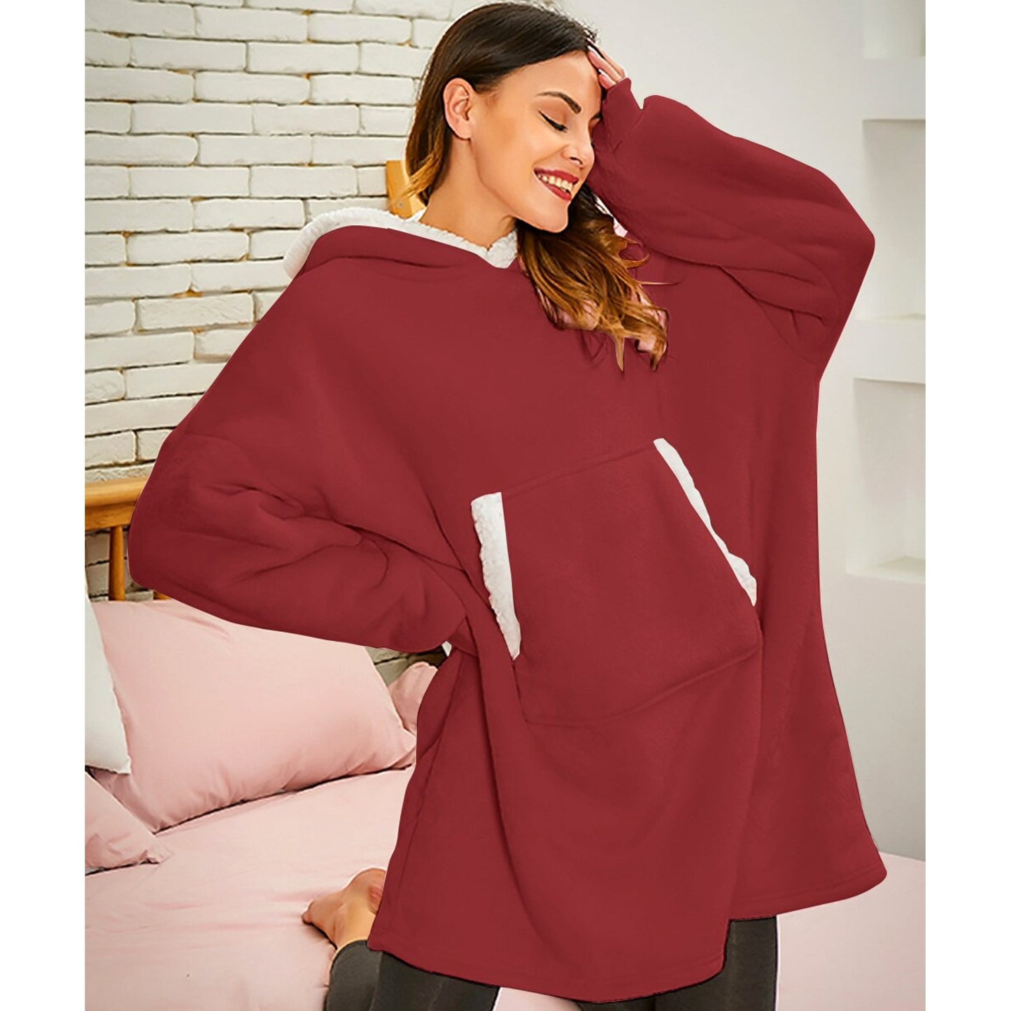 MecTo Christmas Wearable Blanket Hoodie Gift for Mom and Dad, Oversized Sherpa Fleece Blanket Sweatshirt with Sleeves & Pocket
