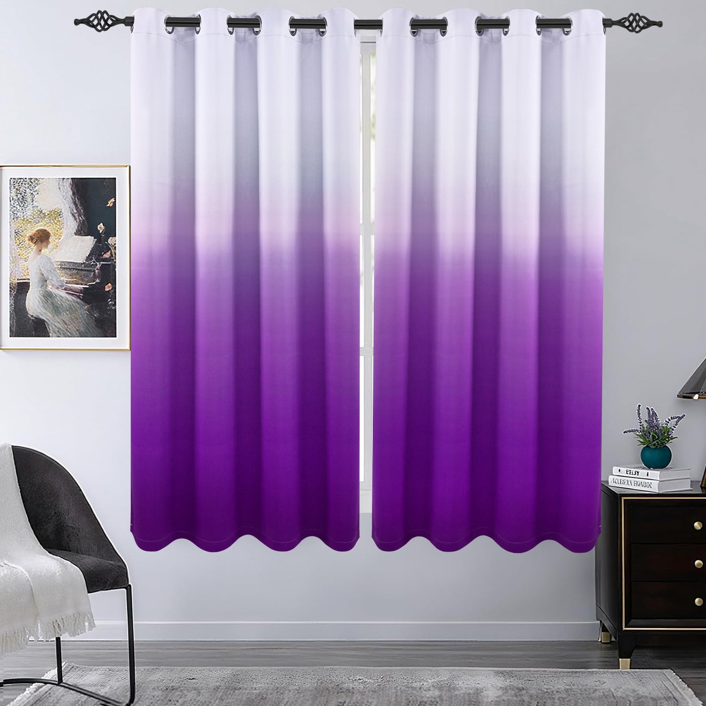 Alishomtll Room Darkening Purple Blackout Curtains Grommet Window Drapes for Living Room Bedroom ,2 Panels