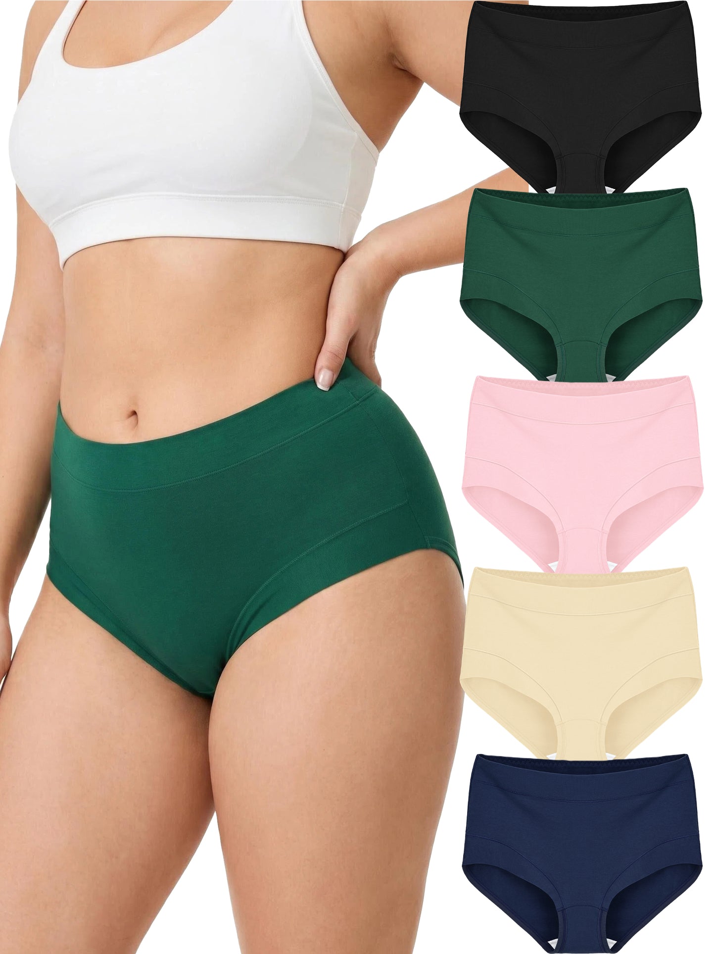 MecTo Womens Cotton Underwear 5 Pack Hipster Panties Soft Cotton Briefs Moisture Wicking Ladies Underpants