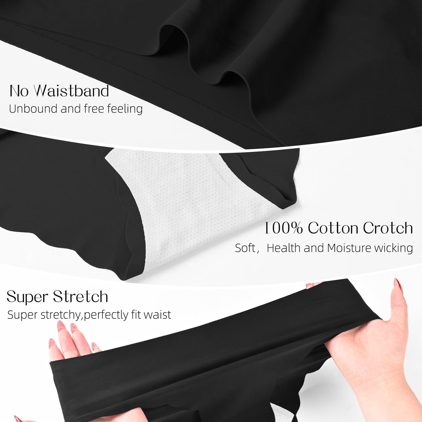 Sunm Boutique Cooling Seamless Underwear for Women, Low Rise Cheeky No Show Wave Edge Hipster Panties , 5-Pack XL Size Soft Stretch
