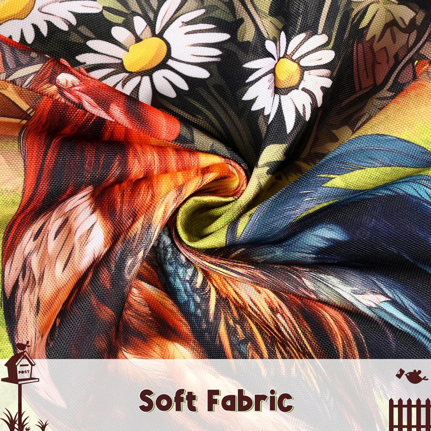 Alishomtll Farmhouse Rooster Valances Curtains for Kitchen Floral Rustic Rod Pocket Living Room Bedroom Small Window Drapes, 60''W x 18''L