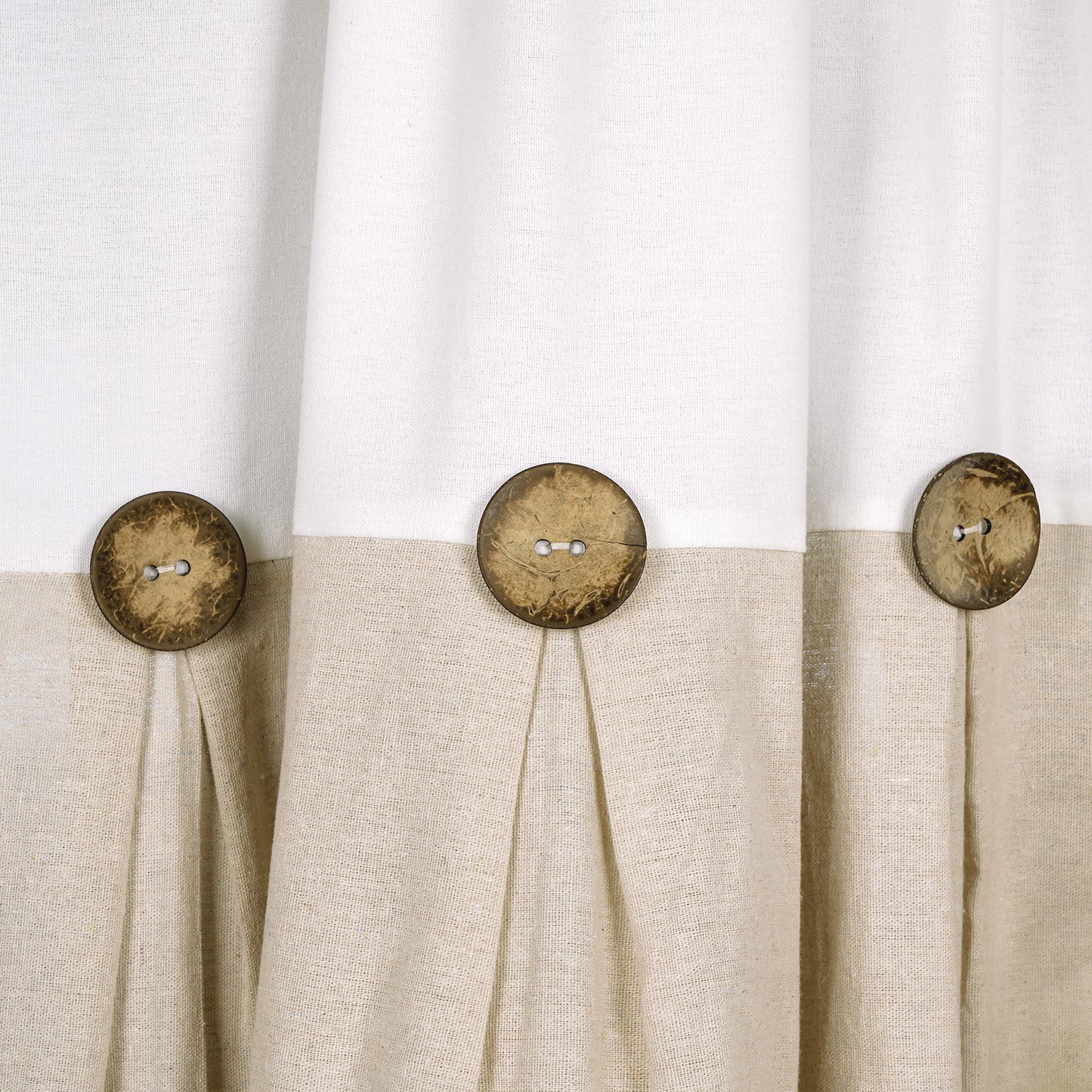 Alishomtll Linen Curtains Farmhouse Boho Button Light Filtering Window Drapes For Living Room Bedroom,Rod Pocket,63"L x 52"W, 2 Panel,Linen White