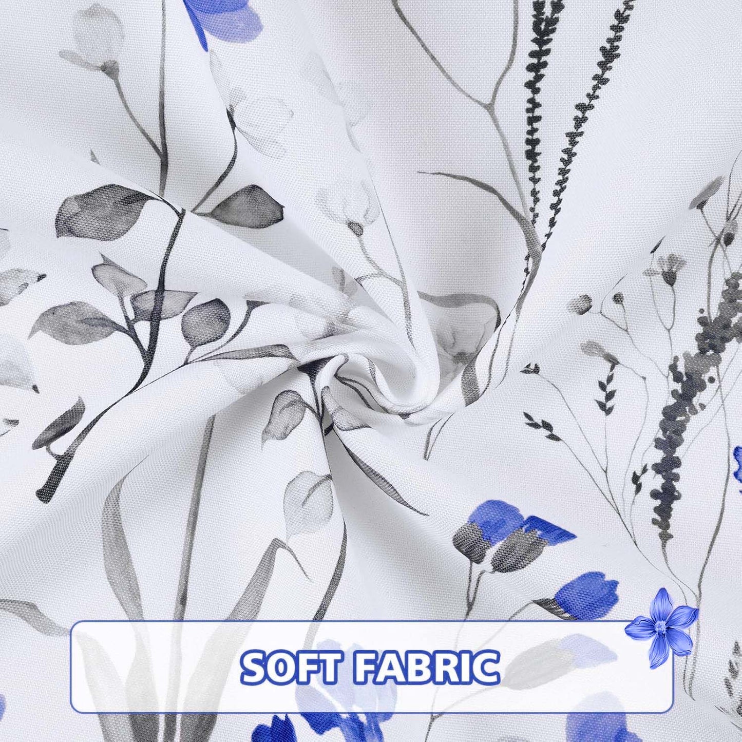 Alishomtll Kitchen Curtains Blue Floral Light Filtering Small Window Kitchen Curtains Sets ,26"Wx36"L,2 Panels,Rod Pocket