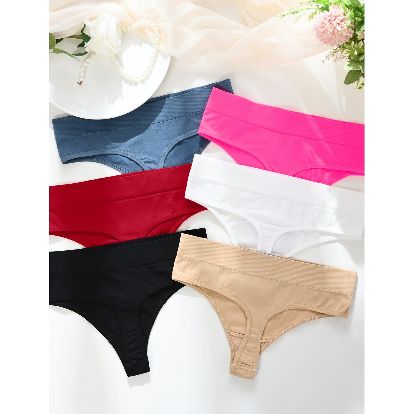 Sunm Boutique High-Waist Seamless Thongs (6-Pack) – Tummy Control & No-Show Comfort