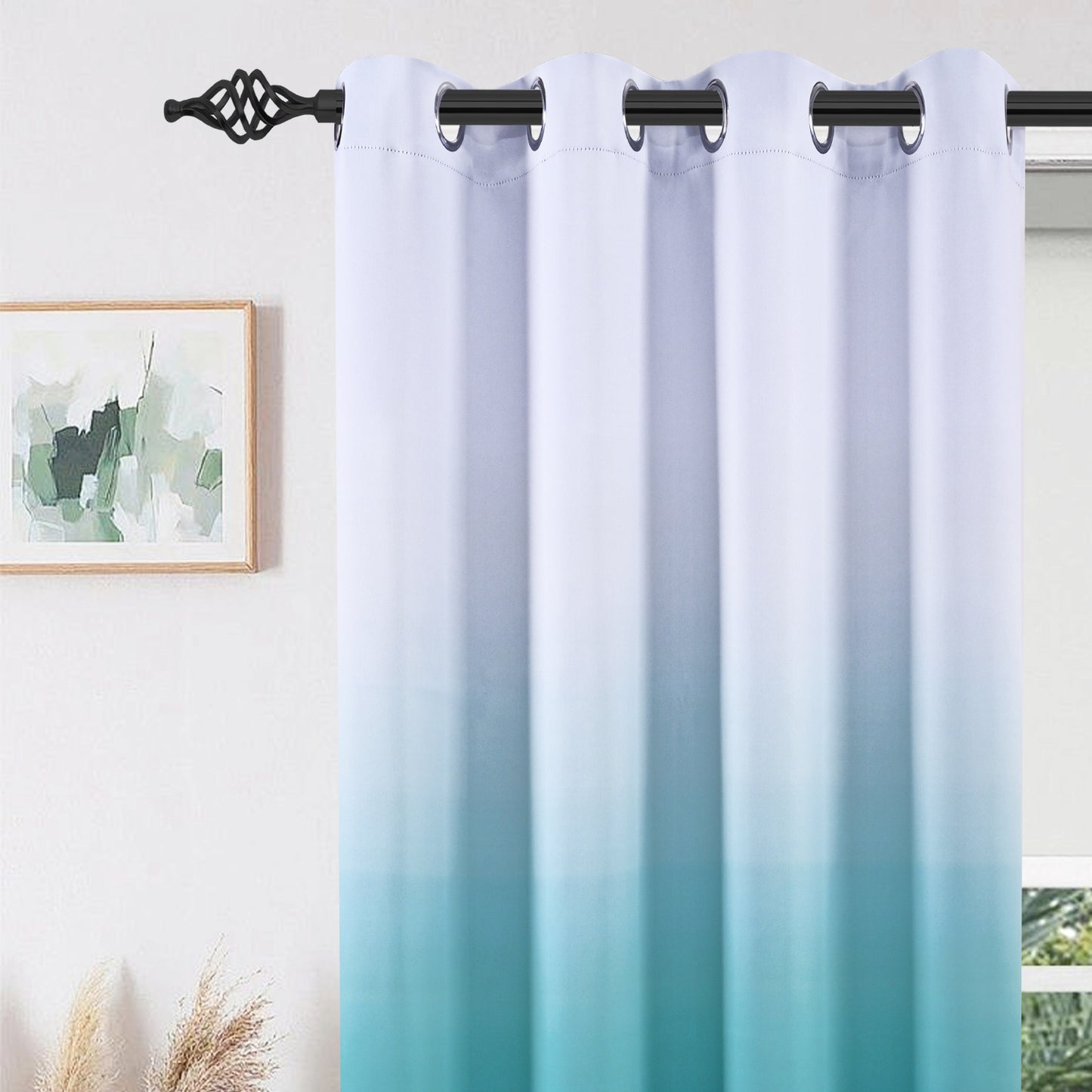 Alishomtll Teal Blackout Curtains Grommet Room Darkening Window Drapes for Living Room Bedroom ,2 Panels of 52" W x 63" L