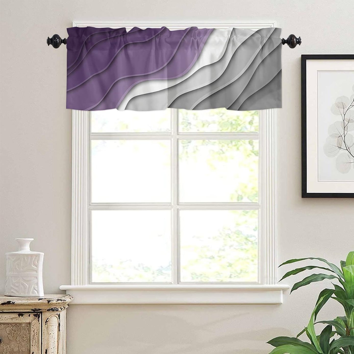 Alishomtll Curtain Valances for Kitchen Living Room Bedroom Purple Rod Pocket Valance ,54 x 18 inch