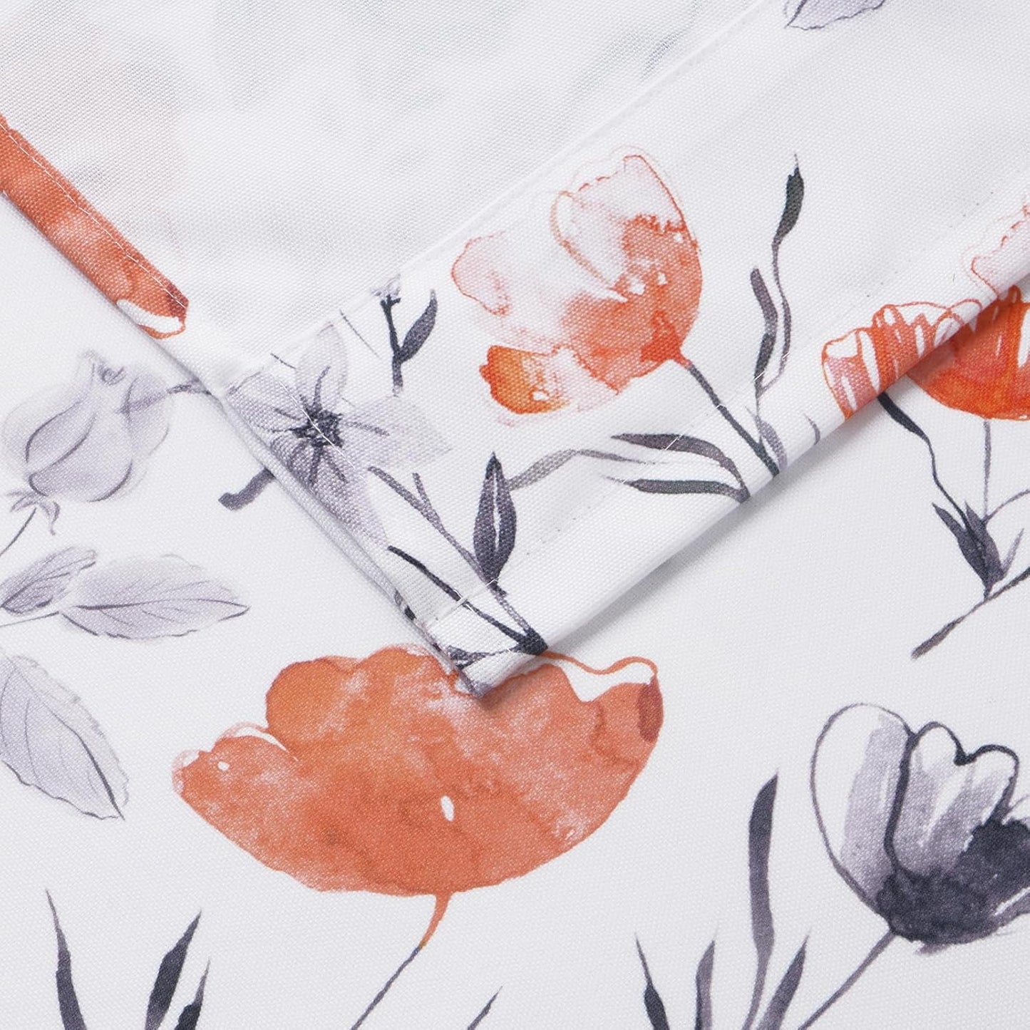Alishomtll Kitchen Curtains Valances Swags for Windows Orange Floral Printed Window Drapes, 61" W x 36"