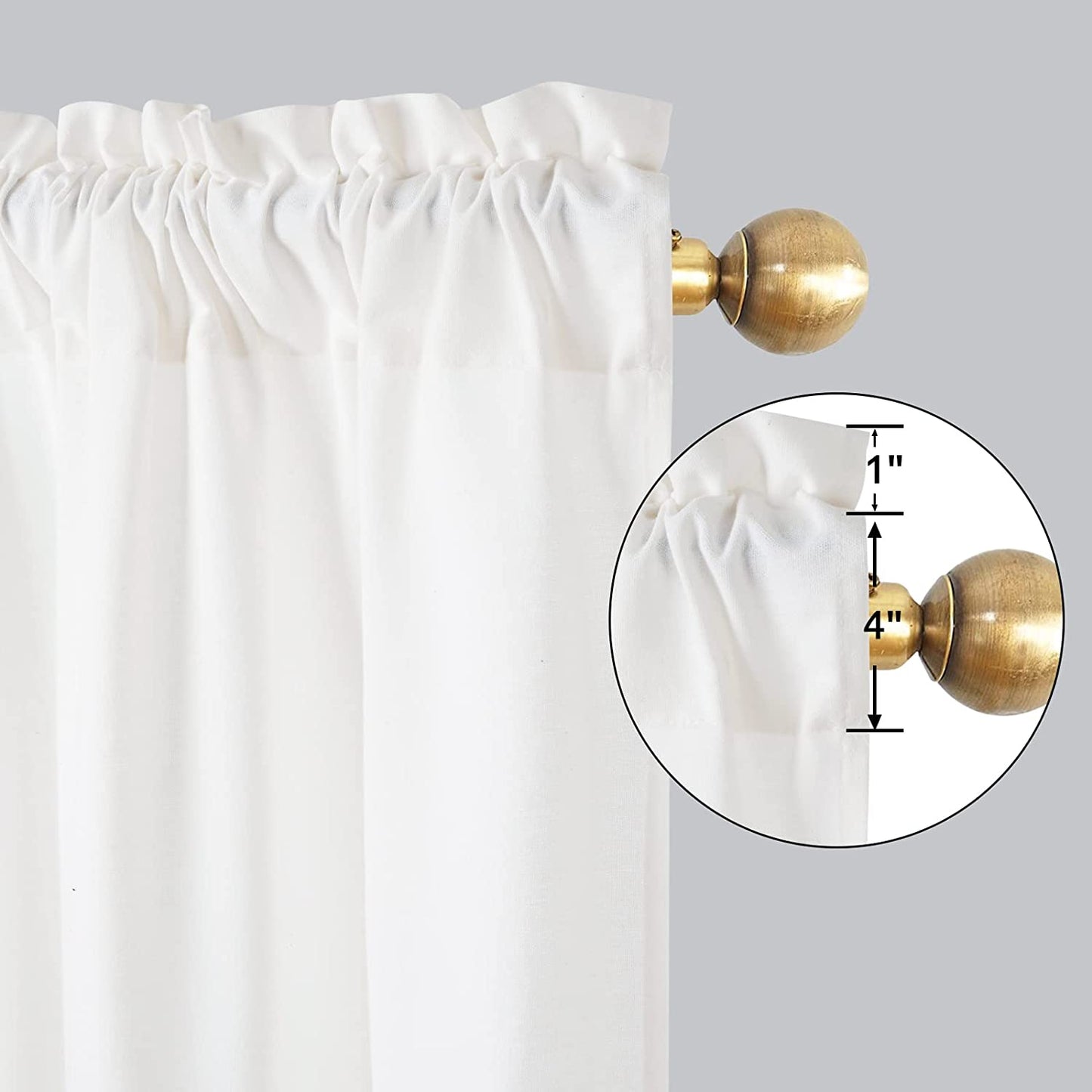 Alishomtll Linen Curtains Farmhouse Boho Button Light Filtering Window Drapes For Living Room Bedroom,Rod Pocket,84"L x 52"W, 2 Panel,Linen White