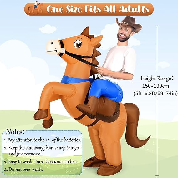 MARTINE MALL Inflatable Horse Costume for Adults, Blow up Horse Costume for Men Women Cosplay Party,Cowboy Halloween Horse Costume