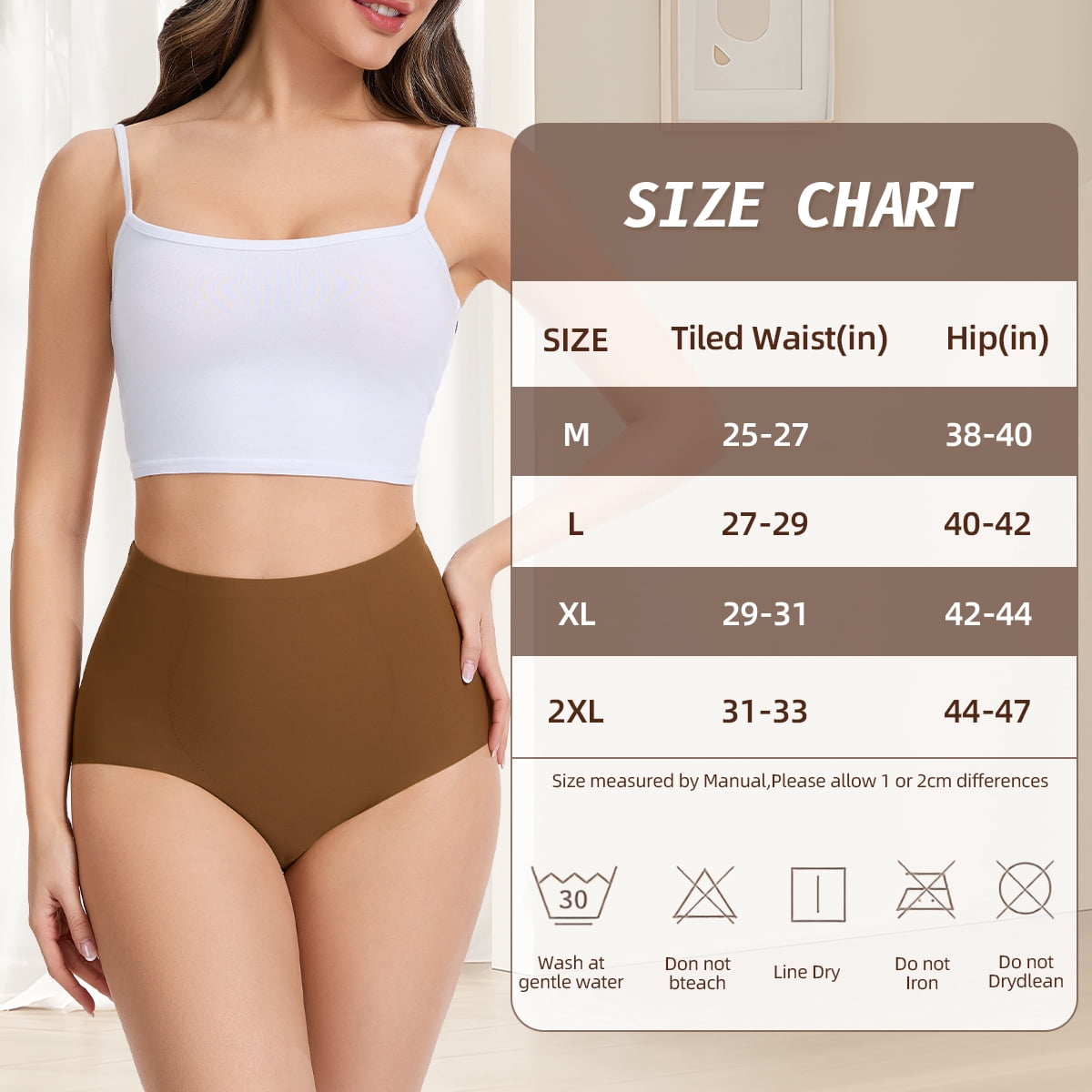 MecTo Women's Seamless Underwear No Show Panties Tummy Control Hipster High Waisted Briefs 5 Pack Plus Size