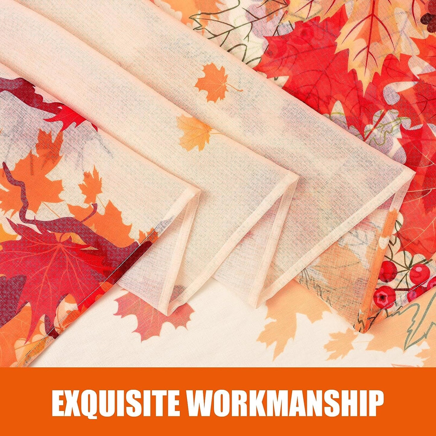 Alishomtll Thanksgiving Fall Curtains for Living Room Semi Sheer Voile Maple Leaves Window Drapes ,2 Panels,52"W × 63"L,Rod Pocket