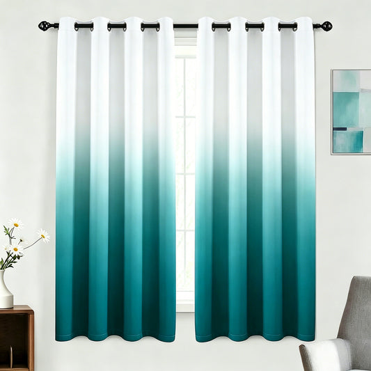 Alishomtll Teal Blackout Curtains Grommet Room Darkening Window Drapes for Living Room Bedroom ,2 Panels of 52" W x 63" L
