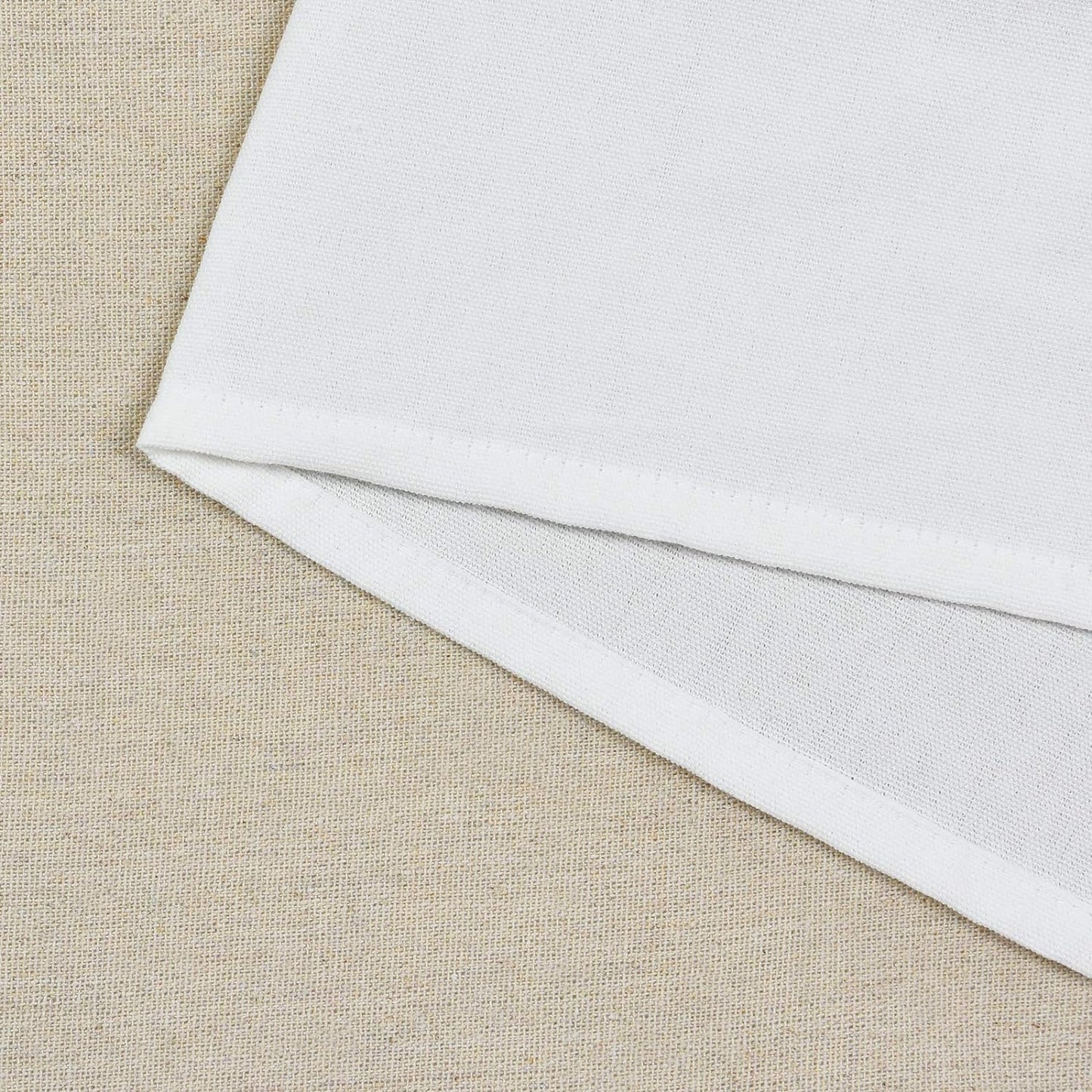 Alishomtll Linen Valance Farmhouse Boho Button Kitchen Curtains ,Rod Pocket,18"L x 52"W, White Linen