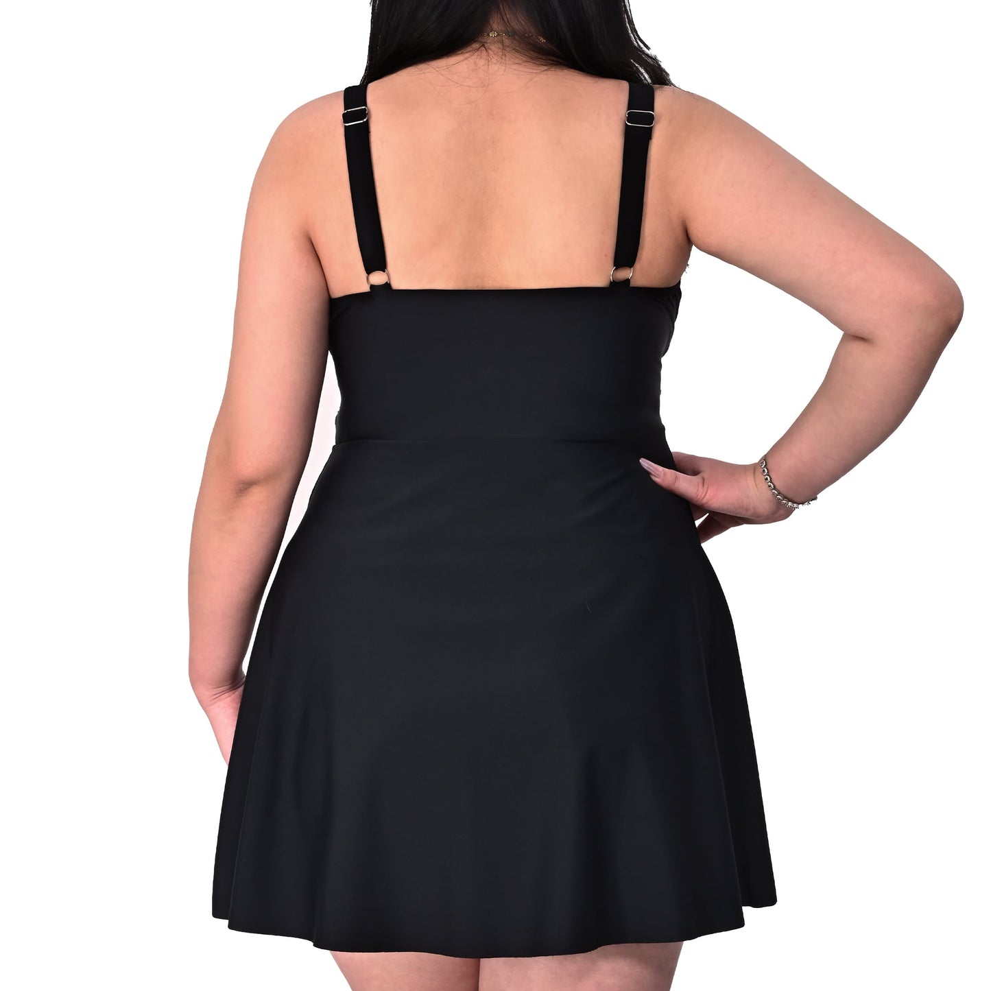 MecTo Women's Plus Size 2 Piece Swim Dress Tankini Set Tummy Control High Waist Bathing Suit with Shorts Full Coverage Swimwear for Curvy Women