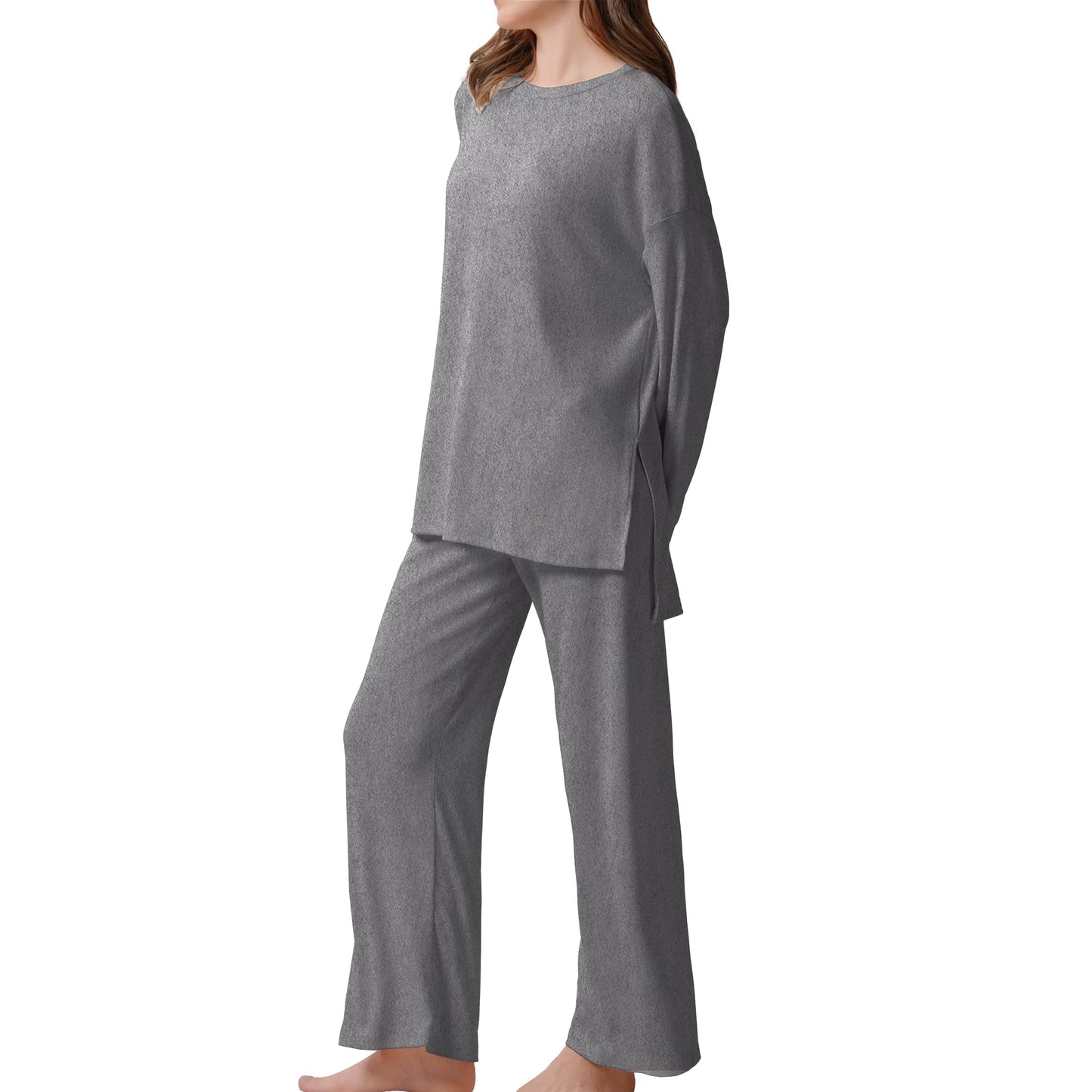 MecTo Women Pajamas Sets Oversize Long Sleeves Top and Long Pants Soft Comfy Two Piece Lounge Sets