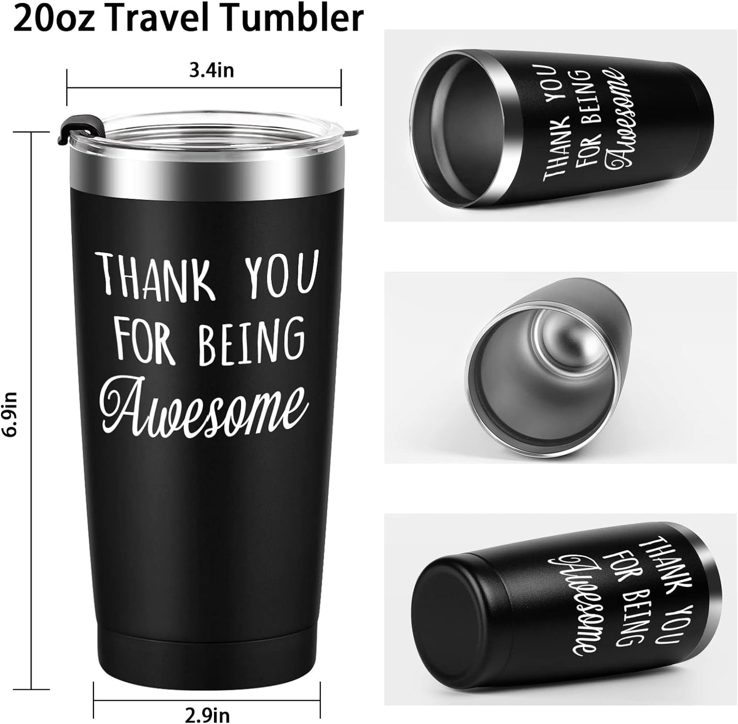 Gingprous Thank You For Being Awesome Stainless Steel Travel Tumbler, 20oz Double Wall Travel Tumblers, Vacuum Insulated Tumblers , Funny Graduation Appreciation Christmas Gifts for Women