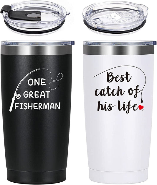 Gingprous 20 oz Stainless Steel Tumblers with Lids Straws, Double Wall Travel Tumblers, Vacuum Insulated Tumblers, Insulated Coffee Cup for Hot and Cold Drinks, Black and White