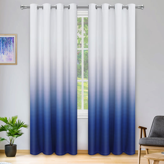 Alishomtll Room Darkening Blue Blackout Curtains Grommet Window Drapes for Living Room Bedroom ,2 Panels of 52" W x 84" L