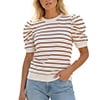 Gingprous Womens Puff Short Sleeve Tshirt Trendy Striped Knit Tops Casual Spring Summer Crewneck Blouse