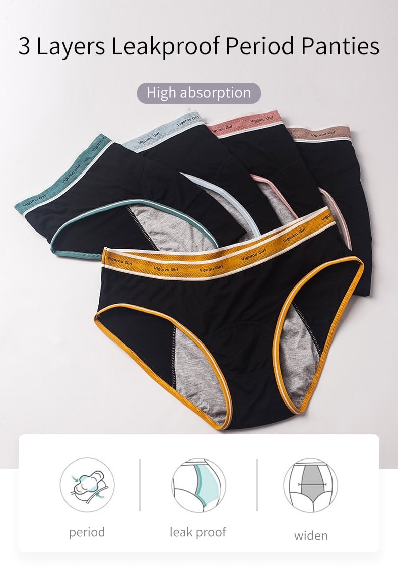 Sunm Boutique Women's Hipster Period Panties Postpartum Teens Menstrual Underwear 5-Pack