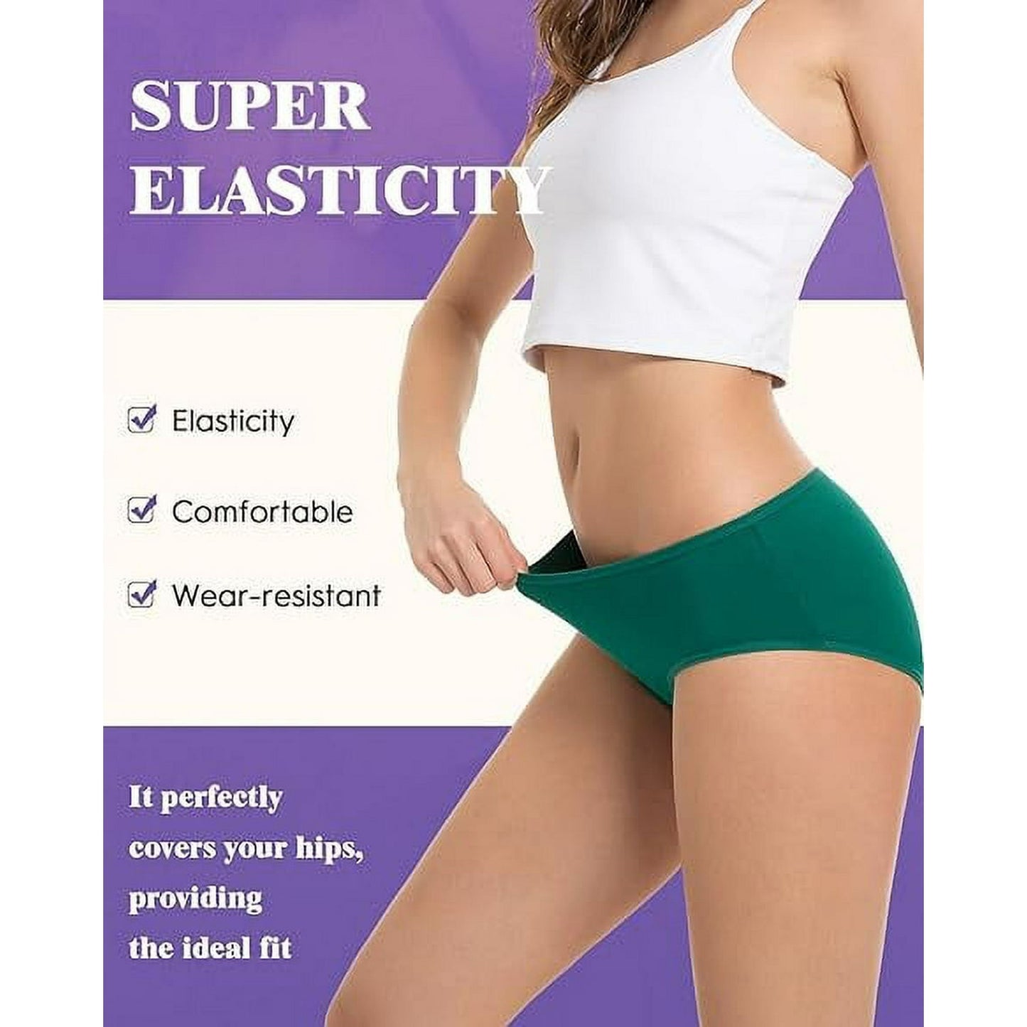 Sunm Boutique Period Underwear for Women Heavy Flow Panties Leak-Proof Panties Protective Briefs Hipster Panty 5 Pack