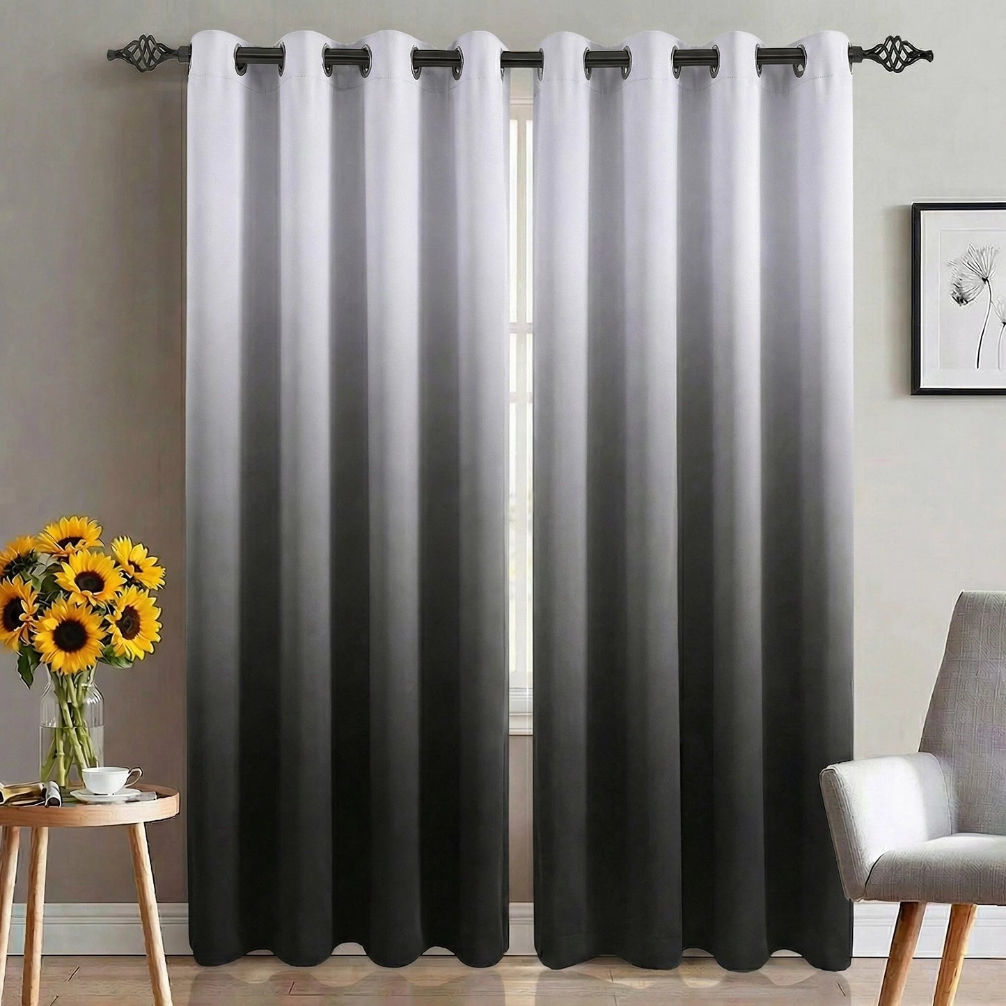 Alishomtll Room Darkening Black Blackout Curtains Grommet Window Drapes for Living Room Bedroom ,2 Panels of 52" W x 84" L