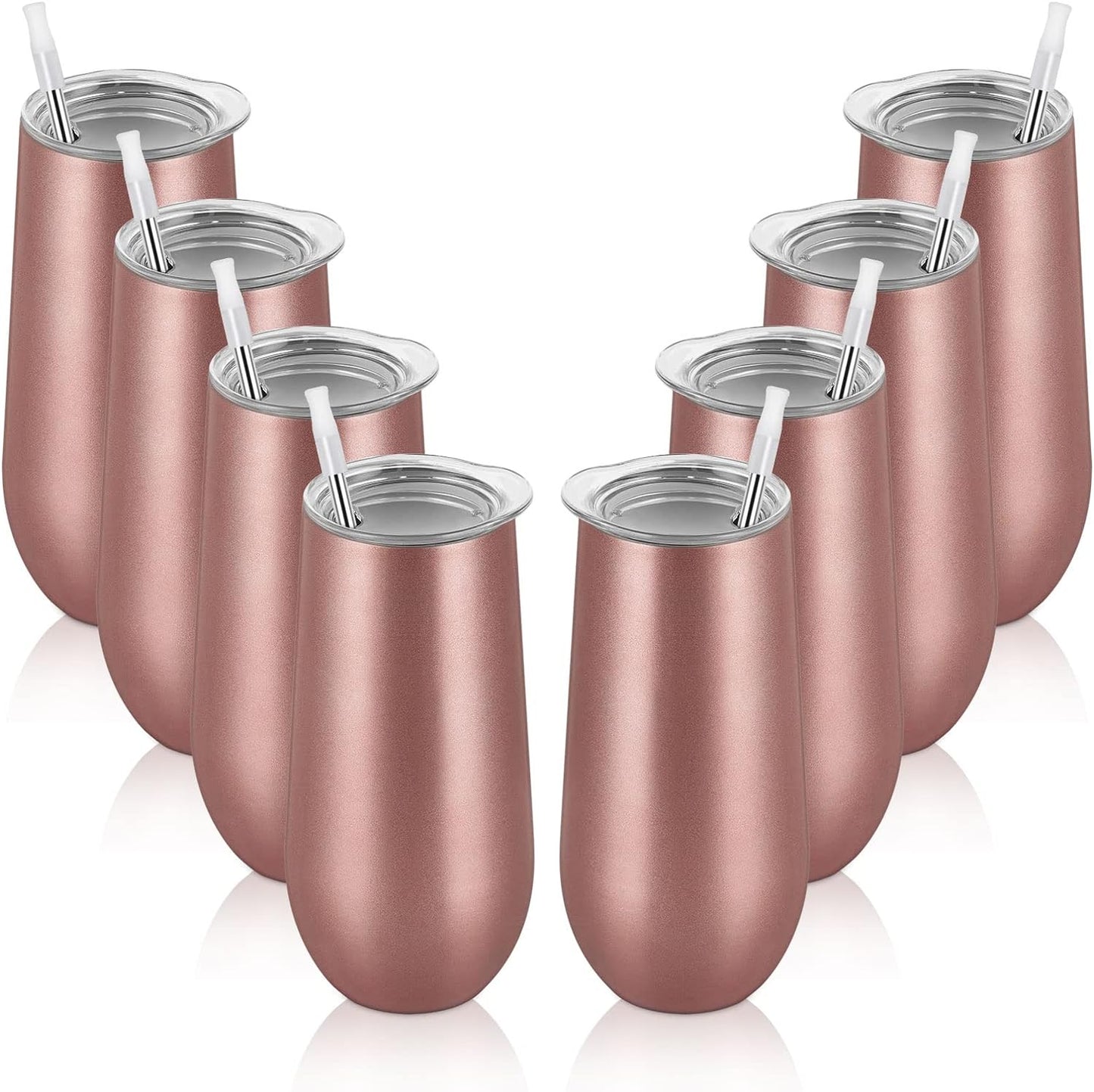Waipfaru 8 Pack Champagne Insulated Tumblers,Champagne Wine Glasses 12Oz