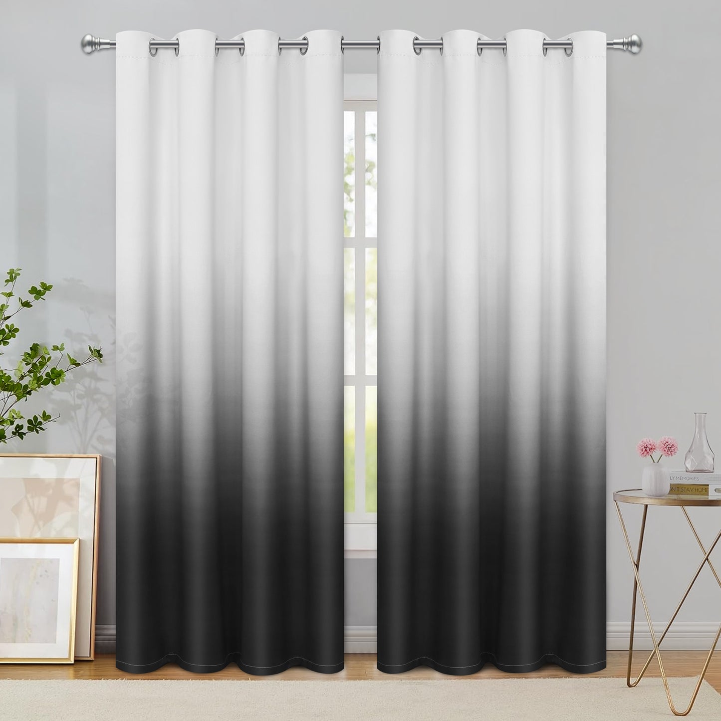 Alishomtll Room Darkening Black Blackout Curtains Grommet Window Drapes for Living Room Bedroom ,2 Panels of 52" W x 84" L