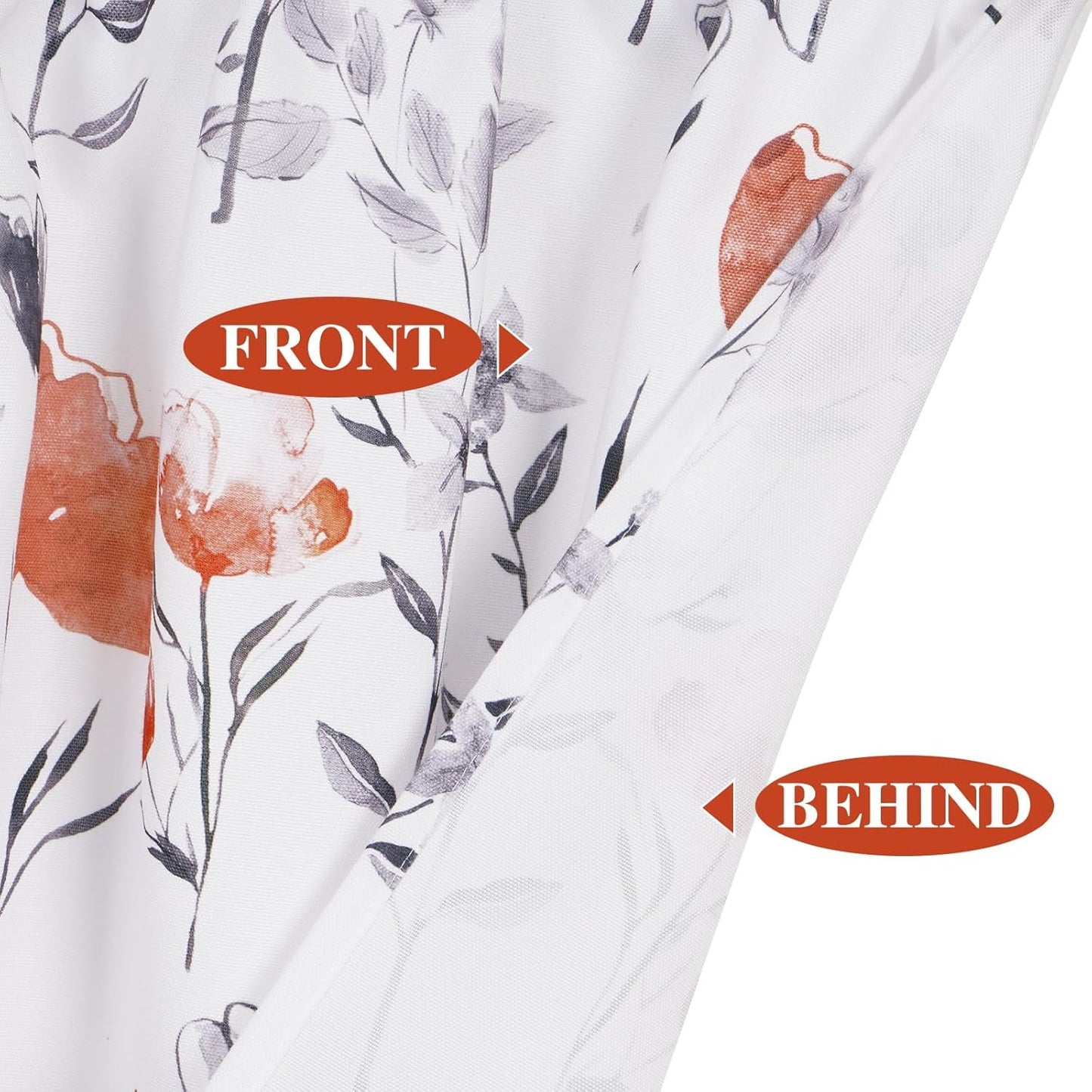 Alishomtll Kitchen Curtains Valances Swags for Windows Orange Floral Printed Window Drapes, 61" W x 36"