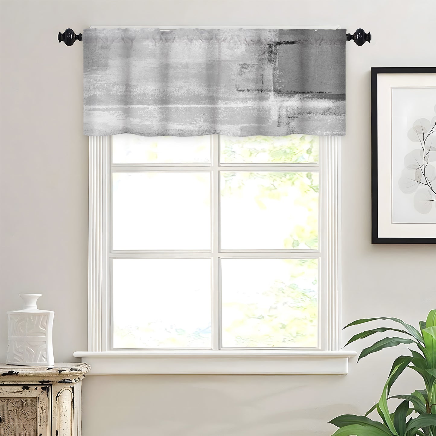 Alishomtll Curtain Valances for Kitchen Living Room Bedroom Grey Rod Pocket Valance ,54 x 18 inch