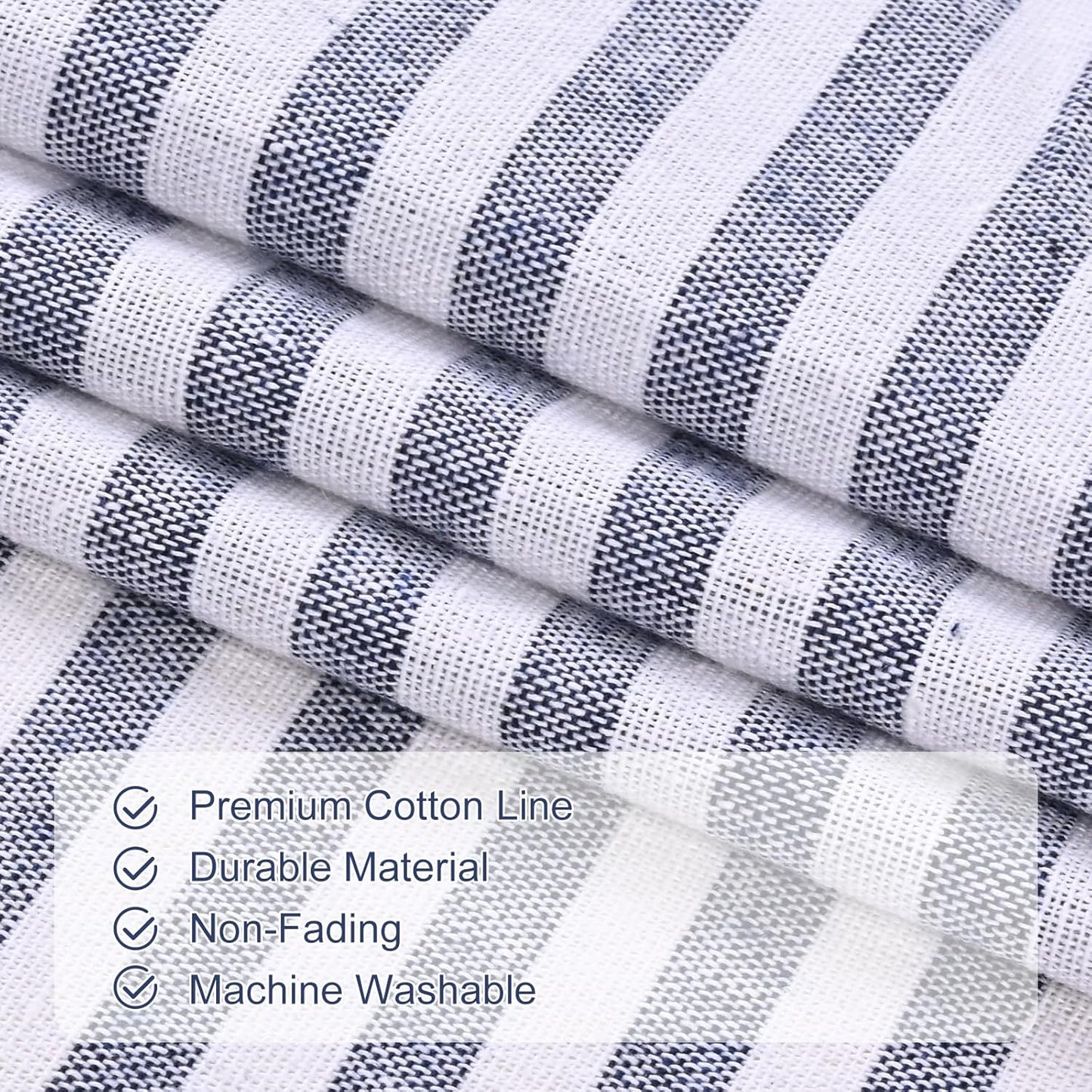 Alishomtll Farmhouse Curtains Natural Stripe Cotton Linen Button Boho Rustic Rod Pocket Back Tab Window Drapes for Living Room , 2 Panels